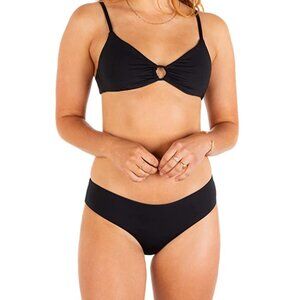 Hurley Womens Solid Cheeky Hipster Bikini Bottom Swimwear Black Size Large